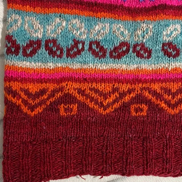 Vintage 90’s Colourful Women Handmade Knit Fairisles Wool Sweater Size S - Picture 9 of 15
